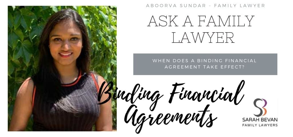 When Binding Financial Agreement - Family Lawyer Sydney